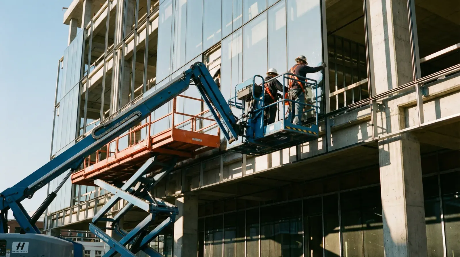 Aerial lift in use on a commercial project