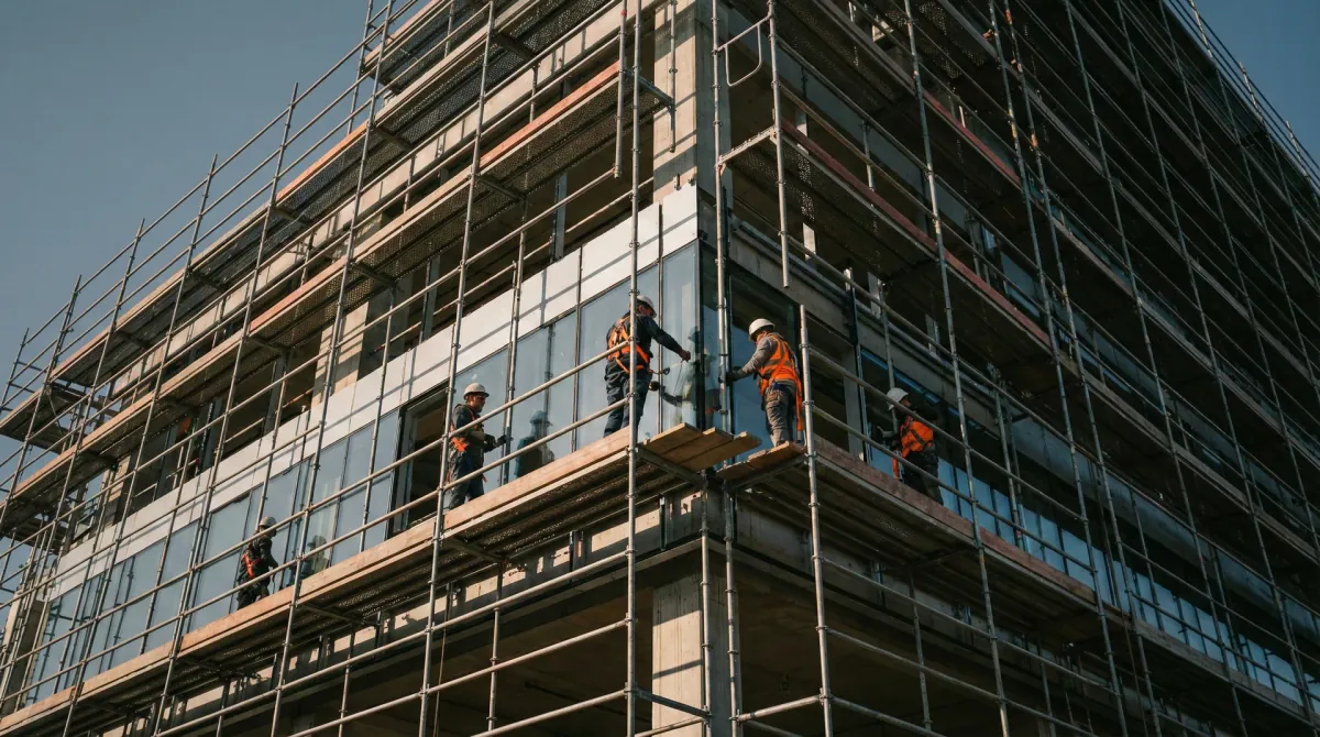 Scaffolding system installed at a worksite