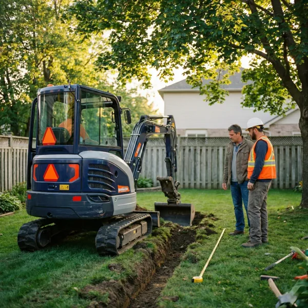 Mini excavator ready for rental